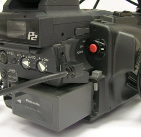 Panasonic AG-HVX200P with top mount FireStore FS100 - Angled FireWire Cables