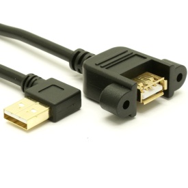USB Left Angle A to A Female Panel Mount