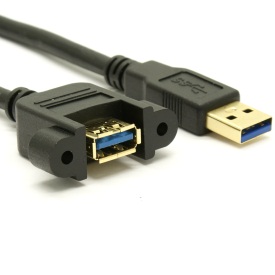 USB 3 A Male to A Female Panel Mount